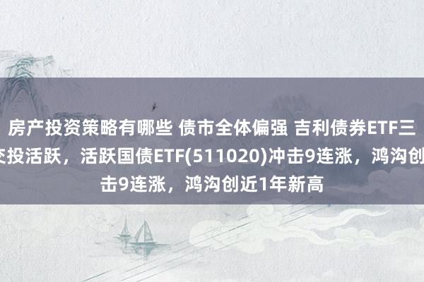 房产投资策略有哪些 债市全体偏强 吉利债券ETF三剑客盘中交投活跃，活跃国债ETF(511020)冲击9连涨，鸿沟创近1年新高