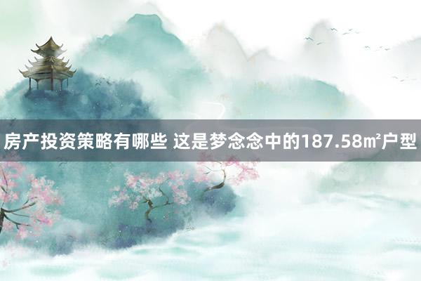 房产投资策略有哪些 这是梦念念中的187.58㎡户型