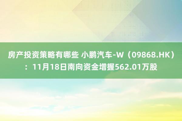 房产投资策略有哪些 小鹏汽车-W（09868.HK）：11月18日南向资金增握562.01万股