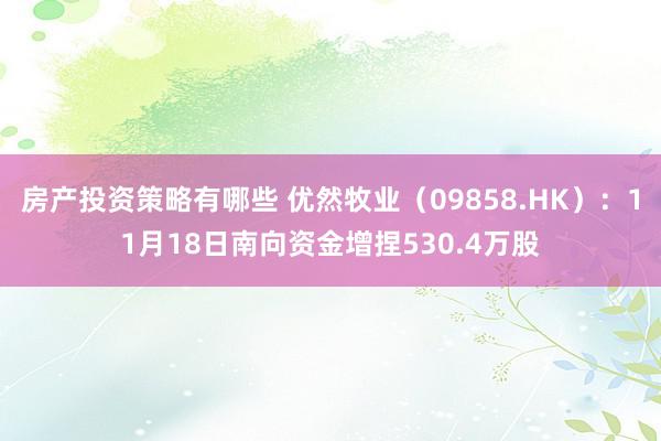 房产投资策略有哪些 优然牧业（09858.HK）：11月18日南向资金增捏530.4万股