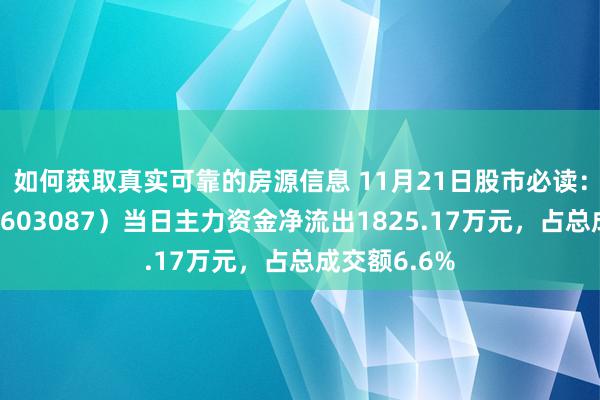 如何获取真实可靠的房源信息 11月21日股市必读：甘李药业（603087）当日主力资金净流出1825.17万元，占总成交额6.6%