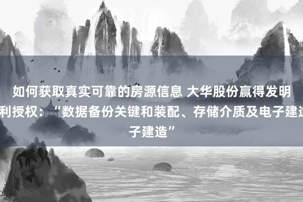 如何获取真实可靠的房源信息 大华股份赢得发明专利授权：“数据备份关键和装配、存储介质及电子建造”