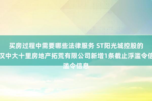 买房过程中需要哪些法律服务 ST阳光城控股的武汉中大十里房地产拓荒有限公司新增1条截止浮滥令信息