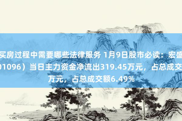 买房过程中需要哪些法律服务 1月9日股市必读：宏盛华源（601096）当日主力资金净流出319.45万元，占总成交额6.49%