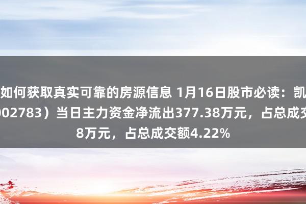 如何获取真实可靠的房源信息 1月16日股市必读：凯龙股份（002783）当日主力资金净流出377.38万元，占总成交额4.22%