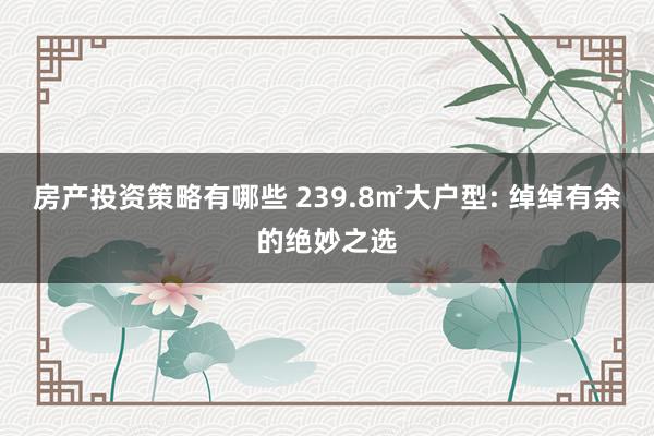 房产投资策略有哪些 239.8㎡大户型: 绰绰有余的绝妙之选