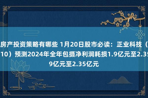 房产投资策略有哪些 1月20日股市必读：正业科技（300410）预测2024年全年包摄净利润耗损1.9亿元至2.35亿元