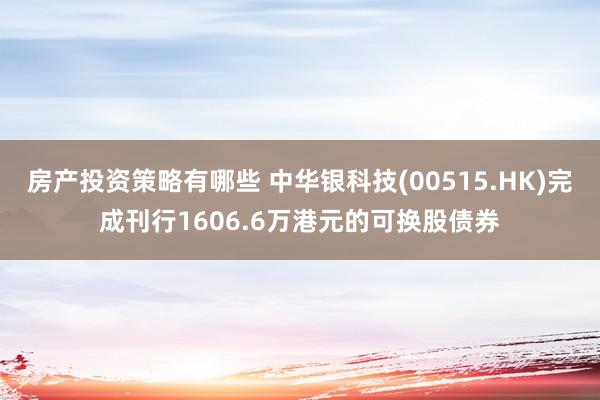 房产投资策略有哪些 中华银科技(00515.HK)完成刊行1606.6万港元的可换股债券