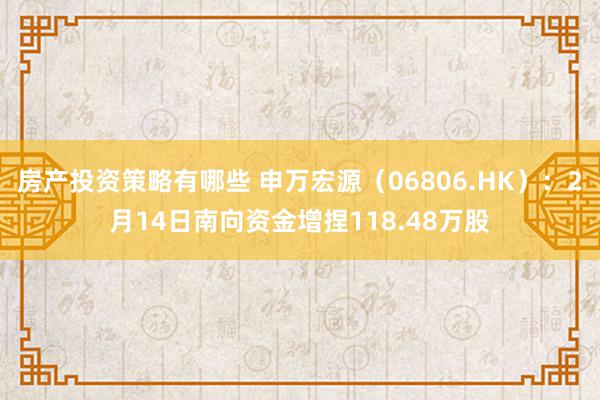 房产投资策略有哪些 申万宏源（06806.HK）：2月14日南向资金增捏118.48万股